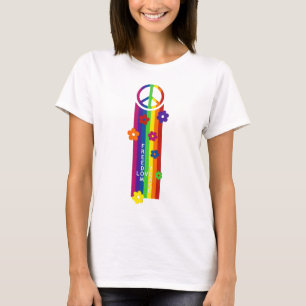 LIEBE FRIEDENSFREIHEIT Streifen Blume T-Shirt