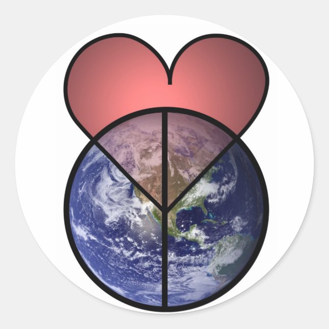 Liebe Friedenswelt Runder Aufkleber (Vorderseite)