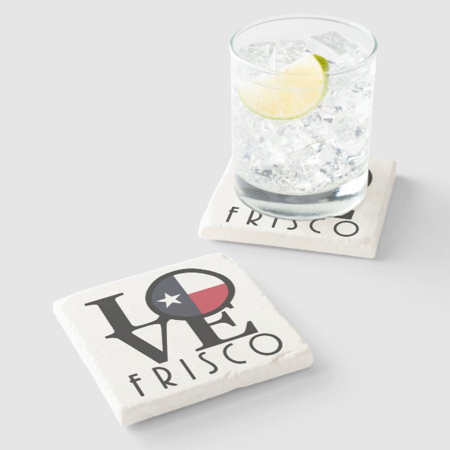 LIEBE Frisco Texas Steinuntersetzer (Seitenansicht)