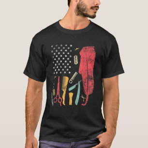 Liebe Frisör Barber Us Flag Frisör Barber H T-Shirt