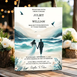 Liebe Frühjahr Sommer Ocean Beach Hochzeit in Urla Einladung