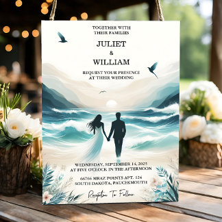 Liebe Frühjahr Sommer Ocean Beach Hochzeit in Urla Einladung