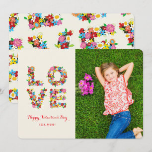 LIEBE Frühlingsblumen Garten Valentinstag Foto Feiertagskarte