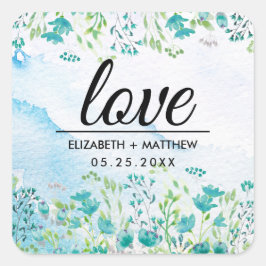 Liebe. Frühlingssticker für Wildblumen Quadratischer Aufkleber