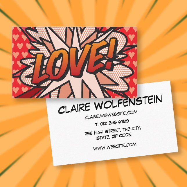 LIEBE Fun Modernes Cooles Comic Buch Visitenkarte (LOVE Fun Modern Cool Comic Book Business Card)