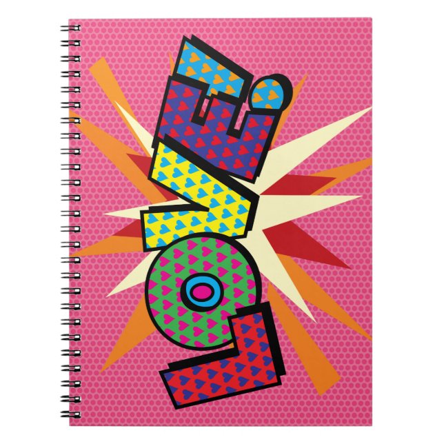 LIEBE Fun Retro Comic Pop Kunst, Dichtung und Musi Notizblock (Vorderseite)