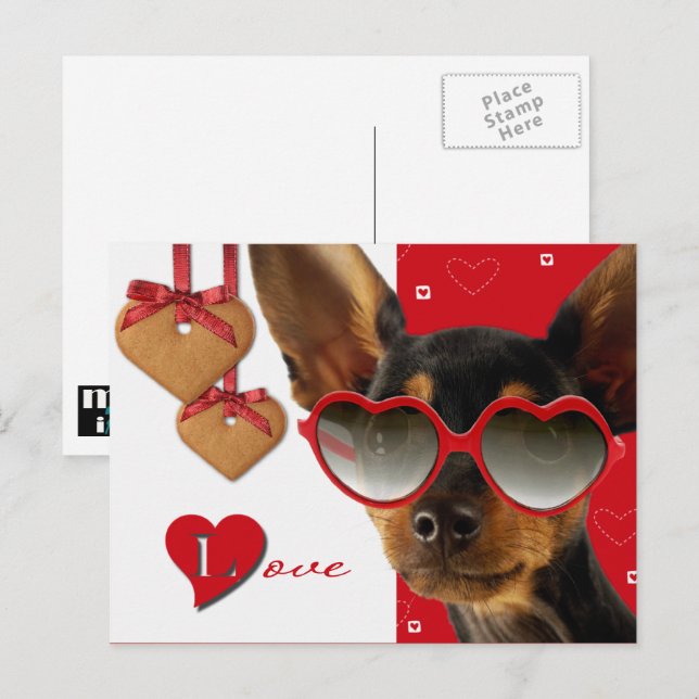 Liebe. Funny Dog Valentine's Day Feiertagspostkarte (Vorne/Hinten)