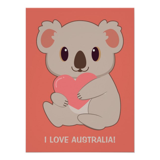 Liebe für benutzerdefinierten Text Koala Poster (Vorderseite)