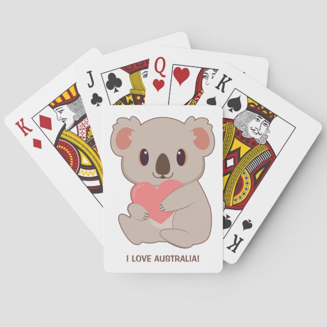 Liebe für benutzerdefinierten Text Koala Spielkarten (Rückseite)