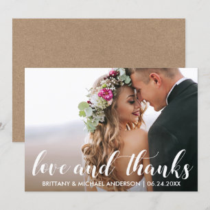 Liebe für das HochzeitsCouple-Foto und "Danke Card Einladung
