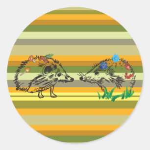 Liebe für den Igel von Herbstaufklebern Runder Aufkleber