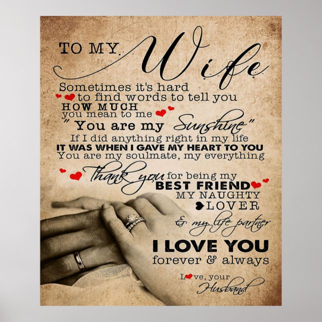 Liebe für Ehefrau | WOHNGESTALTUNG Poster (Vorne)