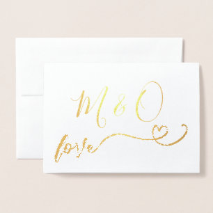Liebe für einfaches Gold Heart Monogram Folienkarte