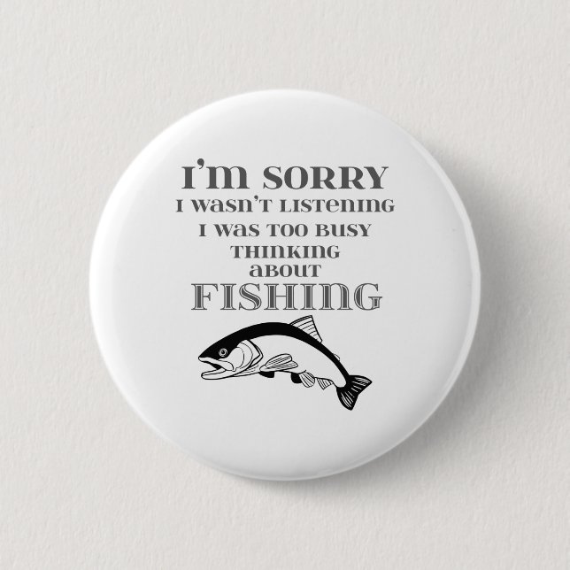 Liebe für Fischer, die über den Fischfang nachdenk Button (Vorderseite)