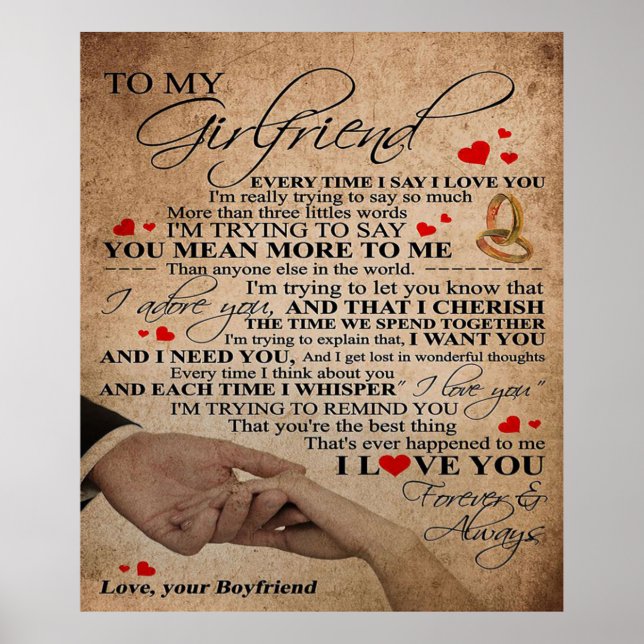 Liebe für Freundin | Niedliches Dekorgeschenk Poster (Vorne)