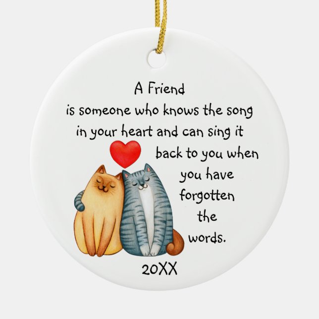 Liebe für Freundschaft Niedliche Katzen Keramik O Keramik Ornament (Vorne)