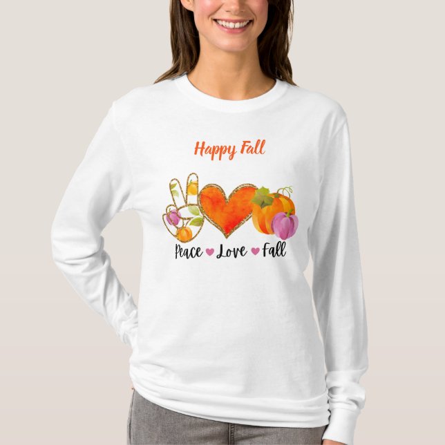 Liebe für Frieden Herbst Benutzerdefinierter T - S T-Shirt (Vorderseite)