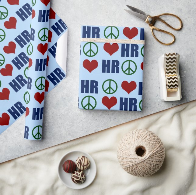 Liebe für Frieden Personalwesen Blau Geschenkpapier (Kunsthandwerk)