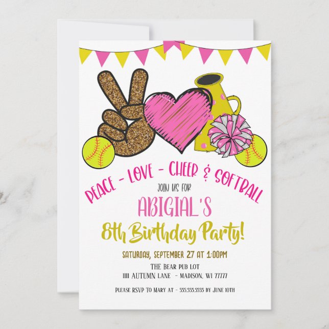 Liebe für Frieden und Party Einladung (Vorderseite)