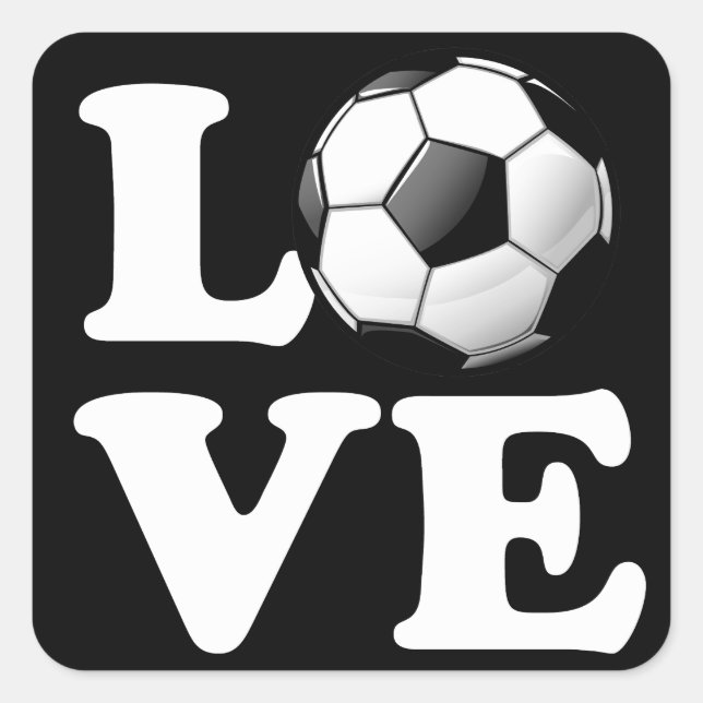 Liebe für Fußball-Glossy-Fußball Quadratischer Aufkleber (Vorderseite)