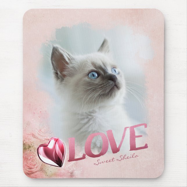 Liebe für Haustiere: Rosa Foto Rahmen, Herz & Lieb Mousepad (Vorne)