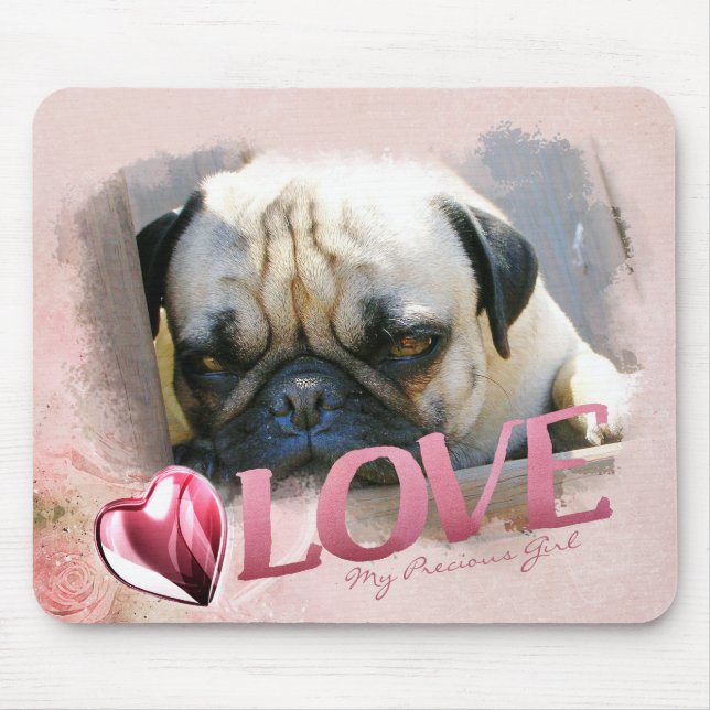 Liebe für Haustiere: Rosa Foto Rahmen, Herz & Lieb Mousepad (Vorne)