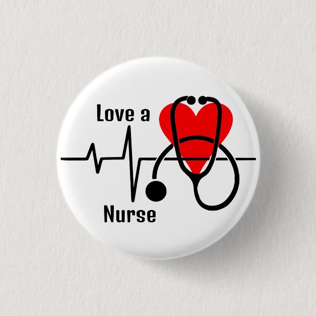 Liebe für Herz und Stethoskop Button (Vorderseite)