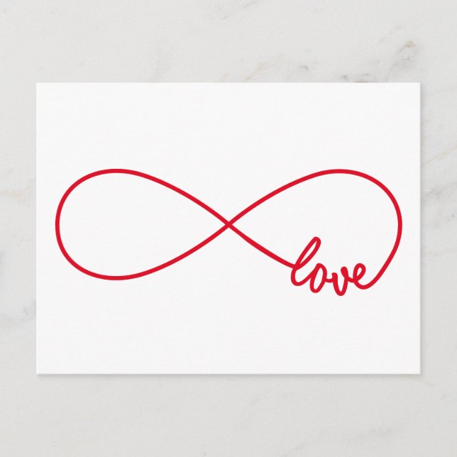 Liebe für immer, rotes Unendlichkeitszeichen, endl Postkarte (Vorderseite)