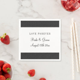 Liebe für immer schwarz-weiße Polka Dot Hochzeitsf Serviette