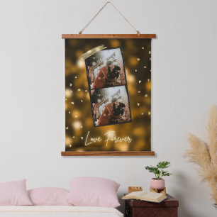Liebe für immer Weiße Texte Foto ändern Tapestry Wandteppich Mit Holzrahmen