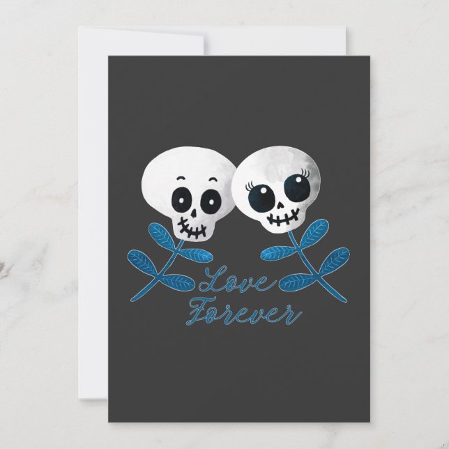 Liebe für immer zwei Niedliche Halloween Blue Blum Einladung (Vorderseite)