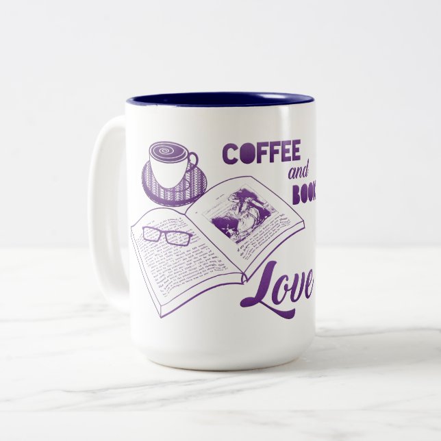 Liebe für Kaffee und Bücher Lesen der Tasse (Vorderseite Links)