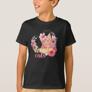 Liebe für Katzen – Süßes florales Katzenkunst-T-Sh T-Shirt