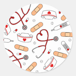 Liebe für Krankenschwester - Weißer Hintergrund Runder Aufkleber