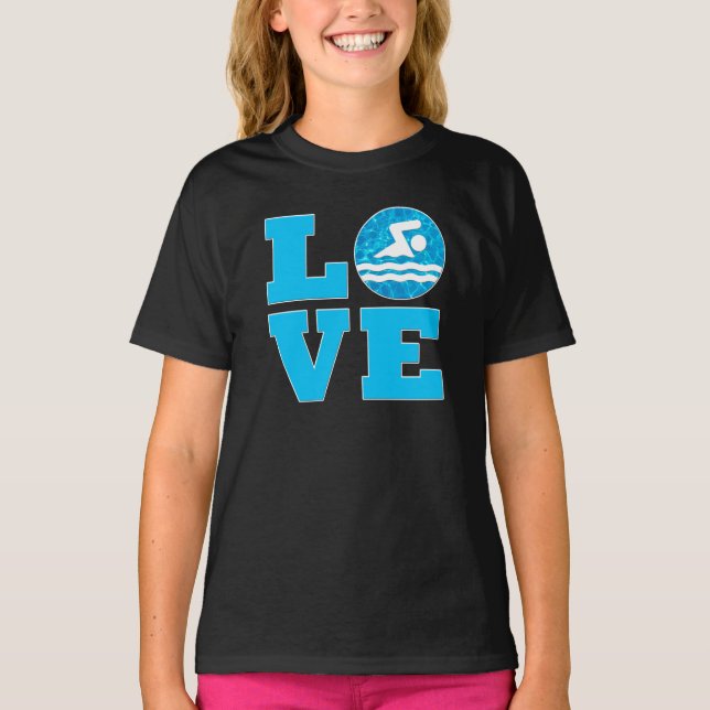Liebe für Mädchen Schwimmen & Tauchen T-Shirt (Vorderseite)