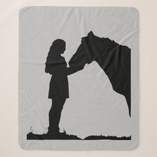 Liebe für Mädchen und ihre Pferde Silhouette Sherpadecke