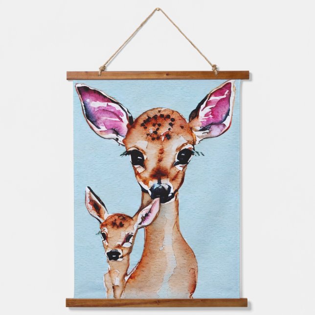 Liebe für Mutter und Baby Wandteppich Mit Holzrahmen (Vorderseite)