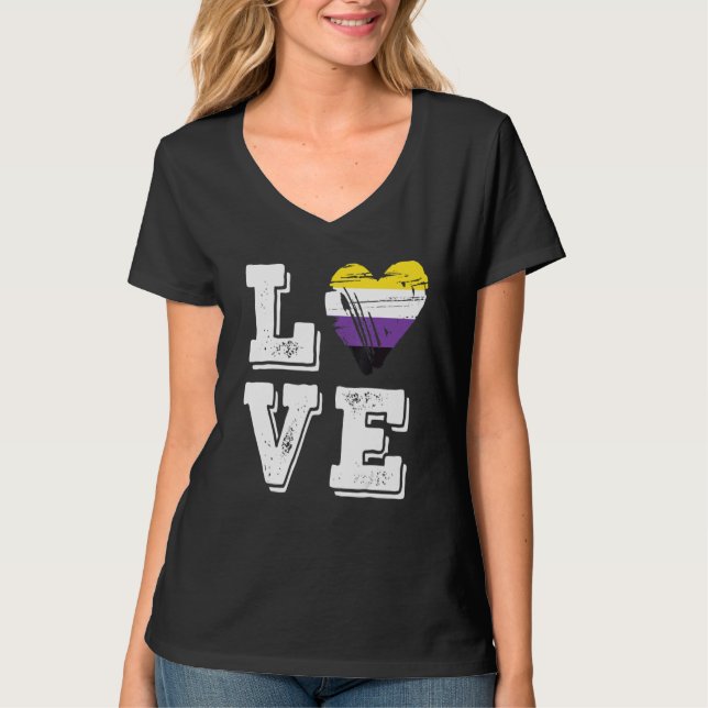 Liebe für nicht binäre Flagge (nicht binäre Flagge T-Shirt (Vorderseite)