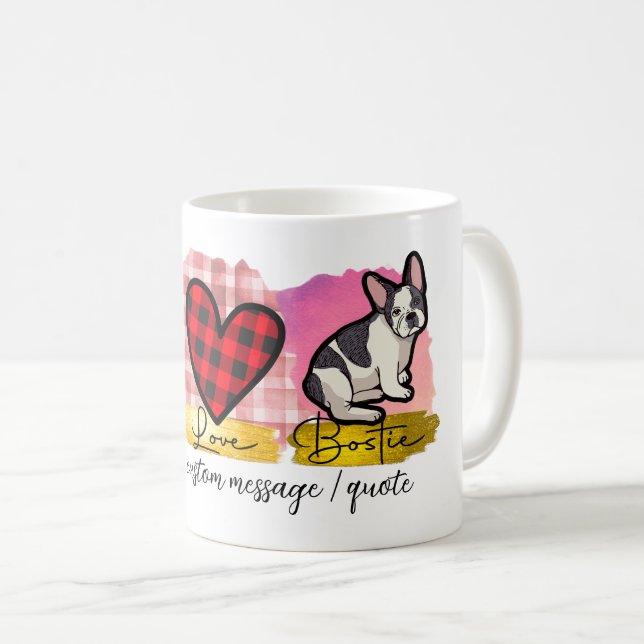 Liebe für niedlichen Frieden Boston Terrier Dog Lo Kaffeetasse (VorderseiteRechts)