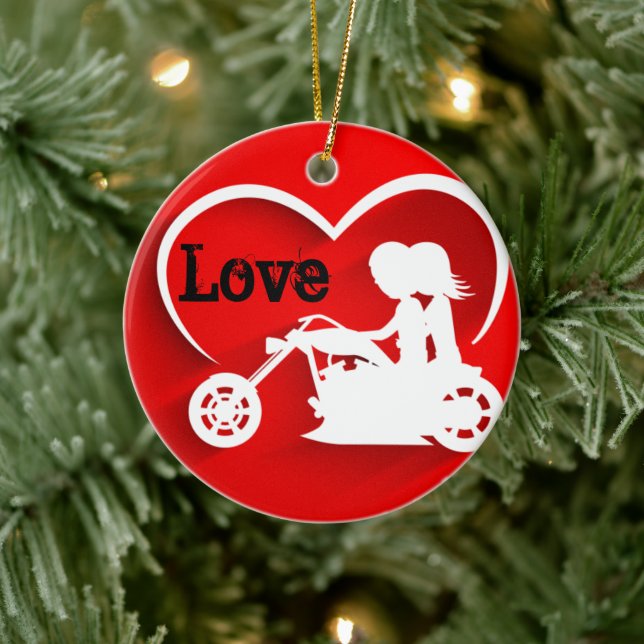 LIEBE für personalisierte Motorradfahren Keramik Ornament (Baum)