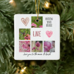 Liebe für personalisierte Texte und FotoCollage Ro Keramikornament<br><div class="desc">Personalisierte Text- und FotoCollage von Blume,  Kolibris und Bienen (Fotos von mir)</div>