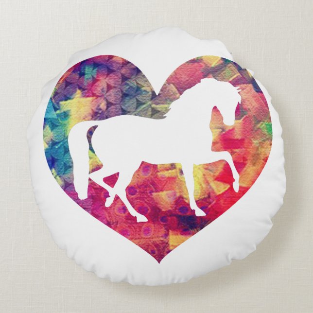 Liebe für Pferde Rundes Kissen (Rückseite)