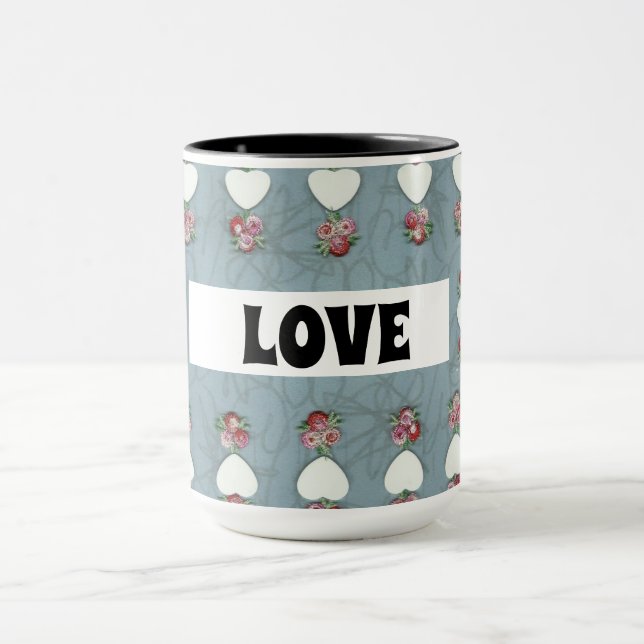 Liebe für Rosenknospe und Herz Tasse (Zentrum)