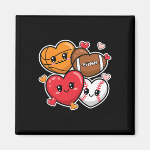 Liebe Fußball Basketball Valentine's Day Boys und Magnet