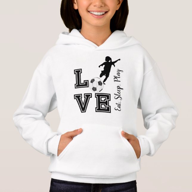 Liebe Fußball - Essen, Schlaf, Spielen - Mädchen Hoodie (Vorderseite)