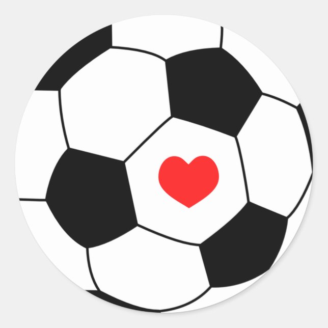 Liebe Fußball - Herzenssportball Runder Aufkleber (Vorderseite)