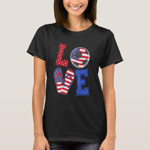 Liebe Fußball mit US-Flagge Drehte Flop Kostüme Me T-Shirt
