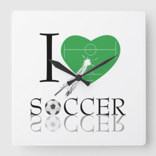 Liebe Fußball-Wanduhr Quadratische Wanduhr