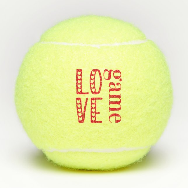 Liebe Game - Niedlich Hearts Typografie Valentinst Tennisbälle (Vorderseite)