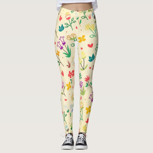 Liebe Garden Spring Flowers & Hearts Leggings (Vorderseite)